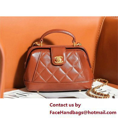 chanel Shiny Lambskin Mini Bag with Top Handle AS4958 caramel 2025