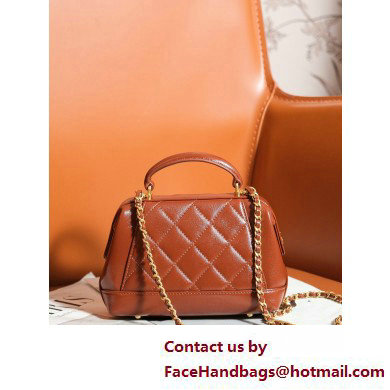 chanel Shiny Lambskin Mini Bag with Top Handle AS4958 caramel 2025