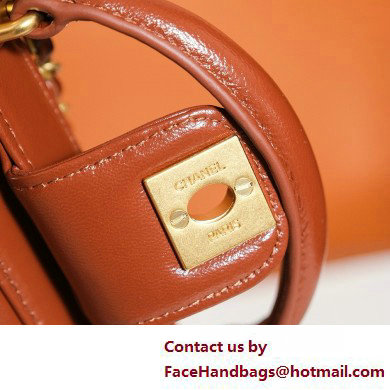 chanel Shiny Lambskin Mini Bag with Top Handle AS4958 caramel 2025