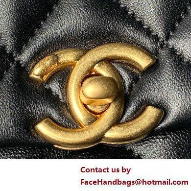 chanel Shiny Lambskin Mini Flap Bag with Top Handle AS5001 BLACK 2025 - Click Image to Close