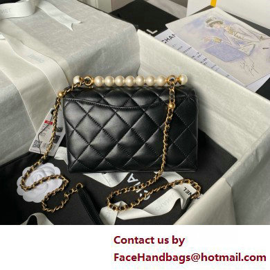 chanel Shiny Lambskin Mini Flap Bag with Top Handle AS5001 BLACK 2025