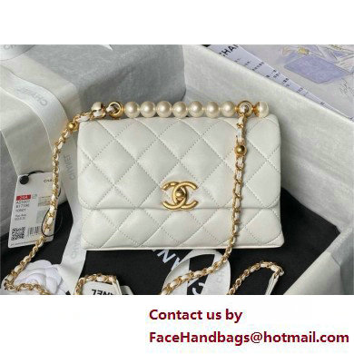 chanel Shiny Lambskin Mini Flap Bag with Top Handle AS5001 WHITE 2025