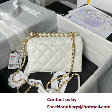 chanel Shiny Lambskin Mini Flap Bag with Top Handle AS5001 WHITE 2025