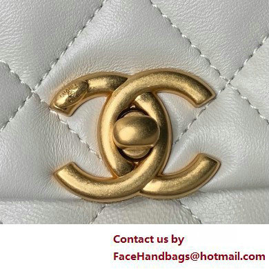 chanel Shiny Lambskin Mini Flap Bag with Top Handle AS5001 WHITE 2025