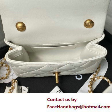 chanel Shiny Lambskin Mini Flap Bag with Top Handle AS5001 WHITE 2025