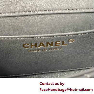 chanel Shiny Lambskin Mini Flap Bag with Top Handle AS5001 gray 2025