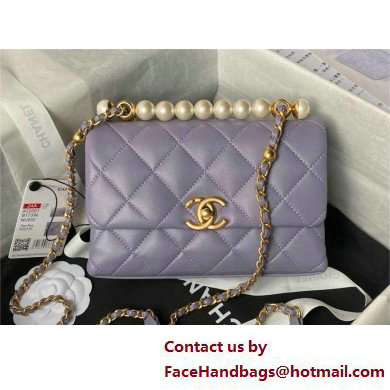 chanel Shiny Lambskin Mini Flap Bag with Top Handle AS5001 purple 2025