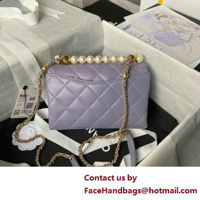 chanel Shiny Lambskin Mini Flap Bag with Top Handle AS5001 purple 2025