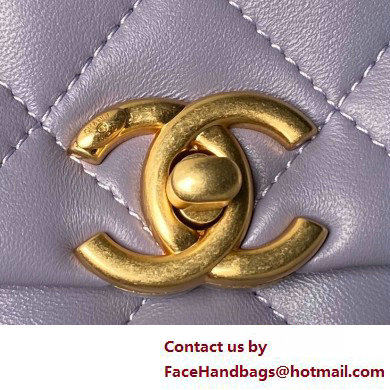 chanel Shiny Lambskin Mini Flap Bag with Top Handle AS5001 purple 2025