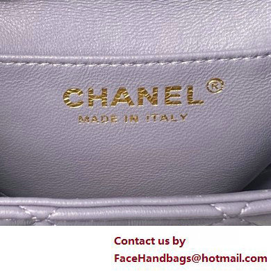 chanel Shiny Lambskin Mini Flap Bag with Top Handle AS5001 purple 2025