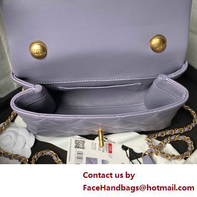 chanel Shiny Lambskin Mini Flap Bag with Top Handle AS5001 purple 2025