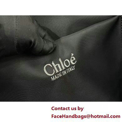 chloe large Woody tote bag in Recycled nylon with Chloe logo black 2025