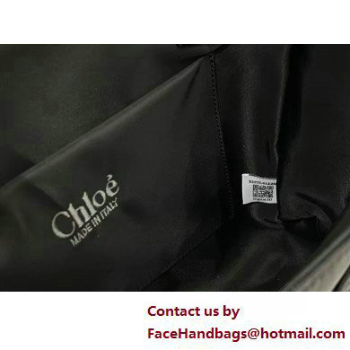 chloe medium Woody tote bag in Recycled nylon with Chloe logo black 2025