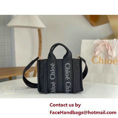 chloe small Woody tote bag in Recycled nylon with Chloe logo black 2025 - Click Image to Close