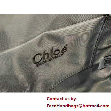 chloe small Woody tote bag in Recycled nylon with Chloe logo gray 2025