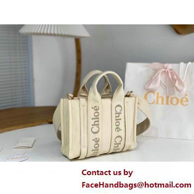 chloe small Woody tote bag in Recycled nylon with Chloe logo white 2025