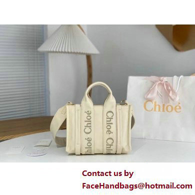 chloe small Woody tote bag in Recycled nylon with Chloe logo white 2025