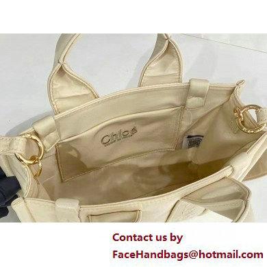 chloe small Woody tote bag in Recycled nylon with Chloe logo white 2025