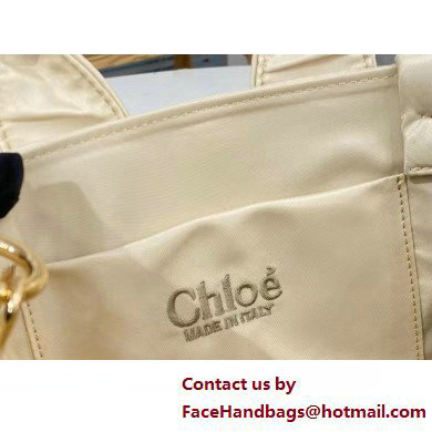 chloe small Woody tote bag in Recycled nylon with Chloe logo white 2025