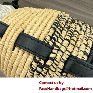 loewe Beehive Basket bag in raffia and calfskin Natural/black 2025