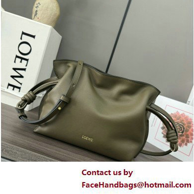 loewe Mini Flamenco clutch in nappa calfskin army green 2023