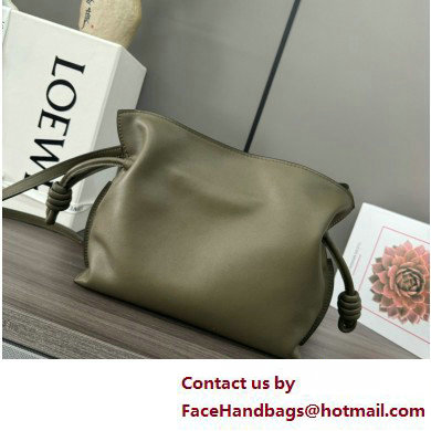 loewe Mini Flamenco clutch in nappa calfskin army green 2023