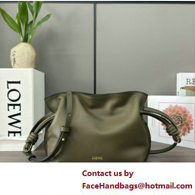 loewe Mini Flamenco clutch in nappa calfskin army green 2023