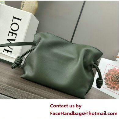 loewe Mini Flamenco clutch in nappa calfskin dark green 2023