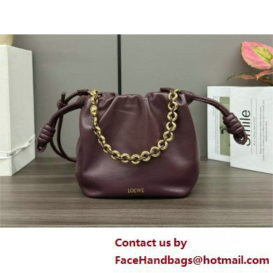 loewe Mini flamenco purse bag in mellow nappa lambskin dark burgundy 2025 - Click Image to Close