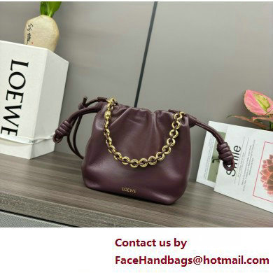 loewe Mini flamenco purse bag in mellow nappa lambskin dark burgundy 2025