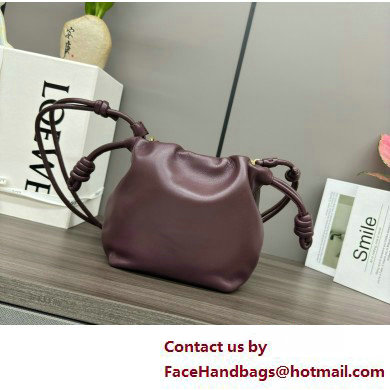 loewe Mini flamenco purse bag in mellow nappa lambskin dark burgundy 2025