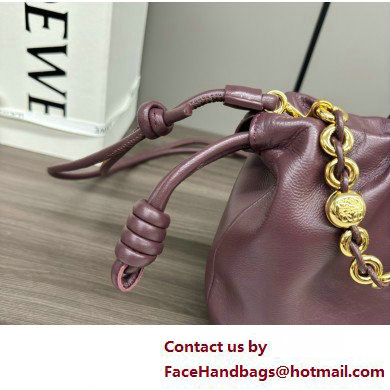 loewe Mini flamenco purse bag in mellow nappa lambskin dark burgundy 2025