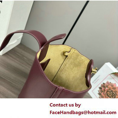 loewe mini Pebble Bucket bag in mellow calfskin dark burgundy 2025