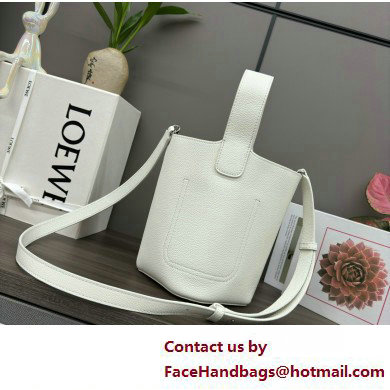 loewe mini Pebble Bucket bag in soft grained calfskin white 2025