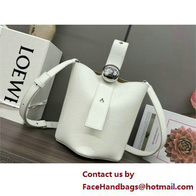 loewe mini Pebble Bucket bag in soft grained calfskin white 2025