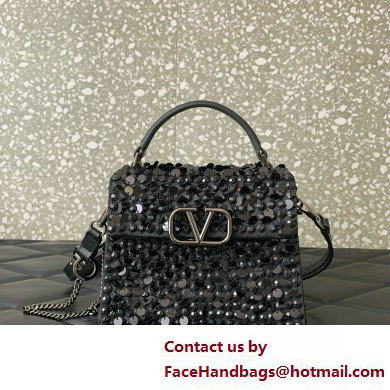 valentino MINI VSLING EMBROIDERED HANDBAG black 2025