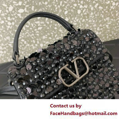 valentino MINI VSLING EMBROIDERED HANDBAG black 2025