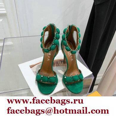 Alaia Heel 10.5cm Studs Bombe Sandals Suede Green