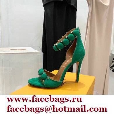 Alaia Heel 10.5cm Studs Bombe Sandals Suede Green