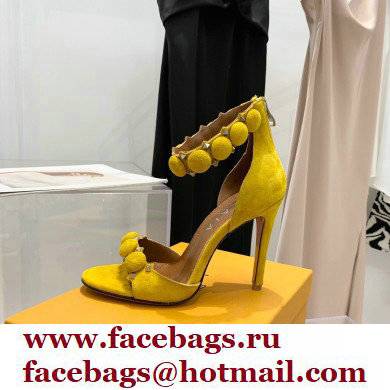 Alaia Heel 10.5cm Studs Bombe Sandals Suede Yellow