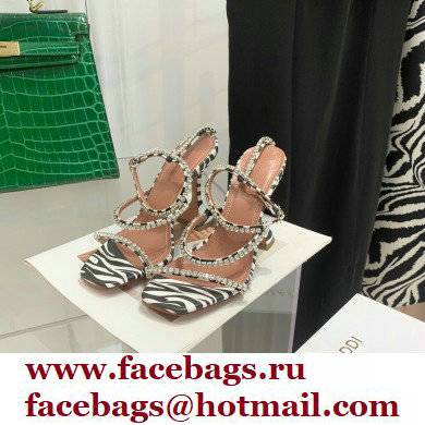 Amina Muaddi Heel 9.5cm Crystals Gilda Sandals Leopard Print 2022