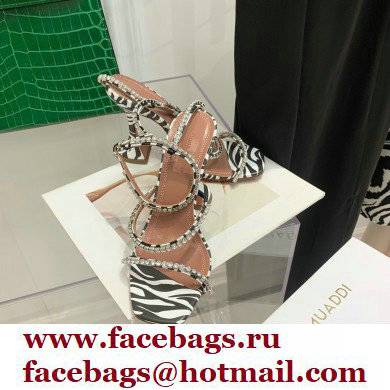 Amina Muaddi Heel 9.5cm Crystals Gilda Sandals Leopard Print 2022