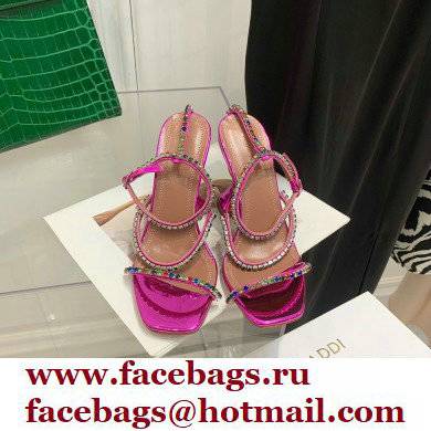 Amina Muaddi Heel 9.5cm Crystals Gilda Sandals Patent Fuchsia 2022