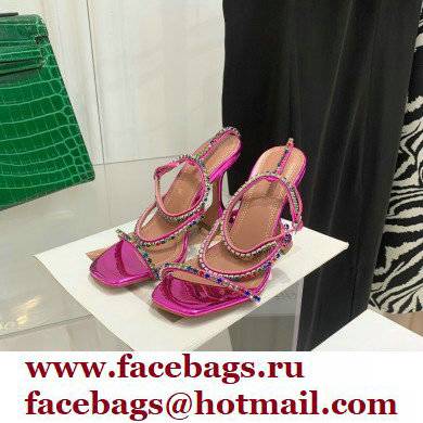 Amina Muaddi Heel 9.5cm Crystals Gilda Sandals Patent Fuchsia 2022