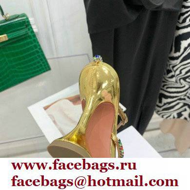 Amina Muaddi Heel 9.5cm Crystals Gilda Sandals Patent Gold 2022