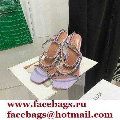 Amina Muaddi Heel 9.5cm Crystals Gilda Sandals Patent Lavender 2022