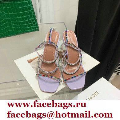 Amina Muaddi Heel 9.5cm Crystals Gilda Sandals Patent Lavender 2022