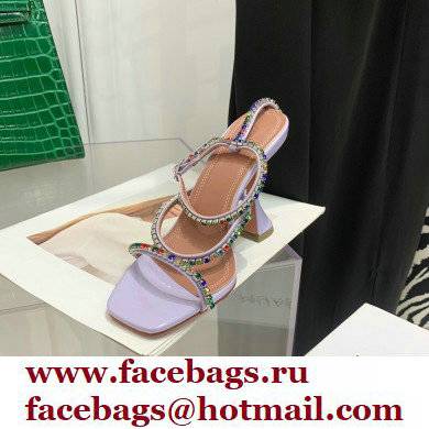 Amina Muaddi Heel 9.5cm Crystals Gilda Sandals Patent Lavender 2022