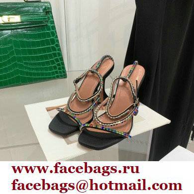 Amina Muaddi Heel 9.5cm Crystals Gilda Sandals Satin Black 2022