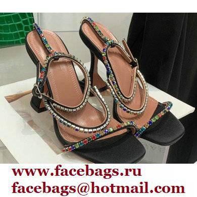 Amina Muaddi Heel 9.5cm Crystals Gilda Sandals Satin Black 2022